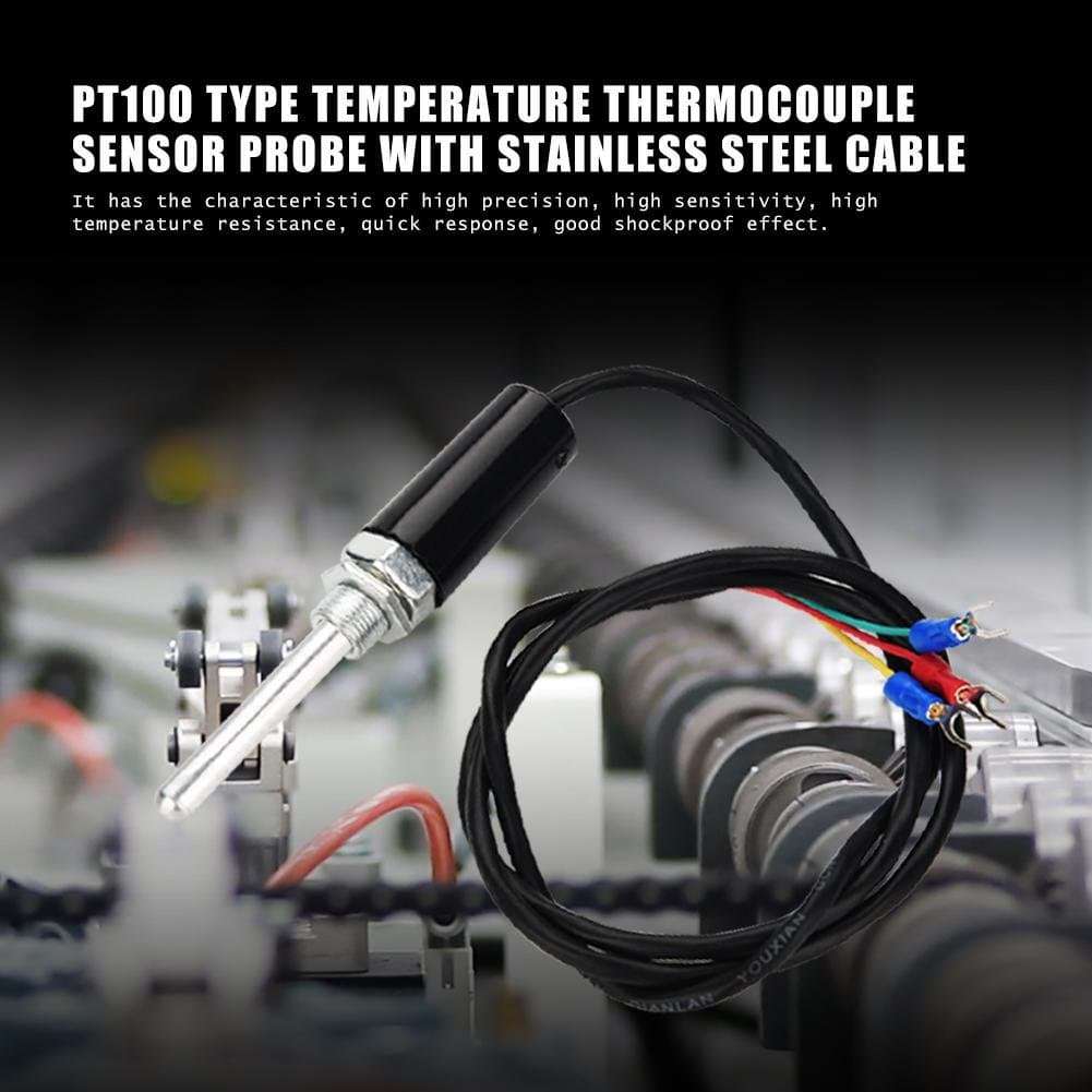 Temperature Sensor, PT100 Type Waterproof Temperature Thermocouple Sensor Probe with Stainless Steel Cable, High Precision/High Sensitivity/High Temperature Resistance/Quick Response(50MM) 3