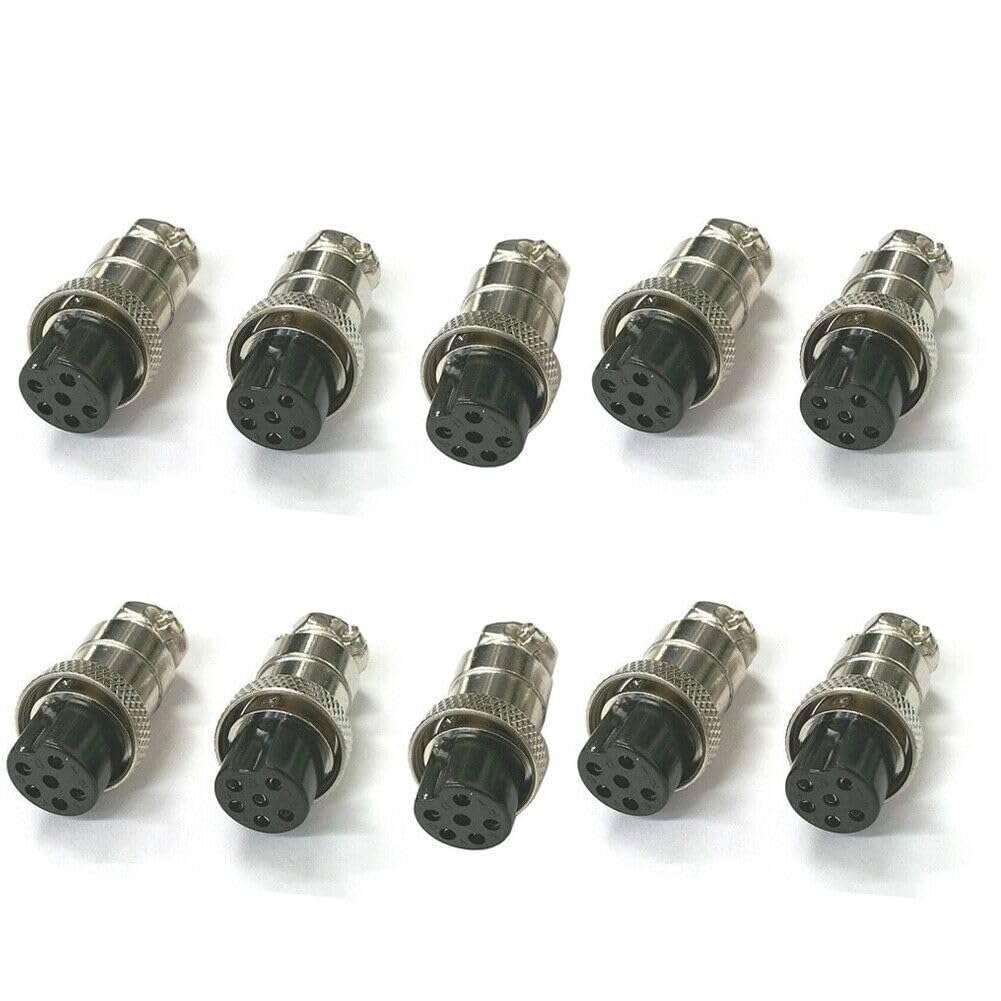 TEAMWILL 10 PCS 6 Pin Ham & CB Radio MIC Microphone Connector Female Plug Solder Type 2
