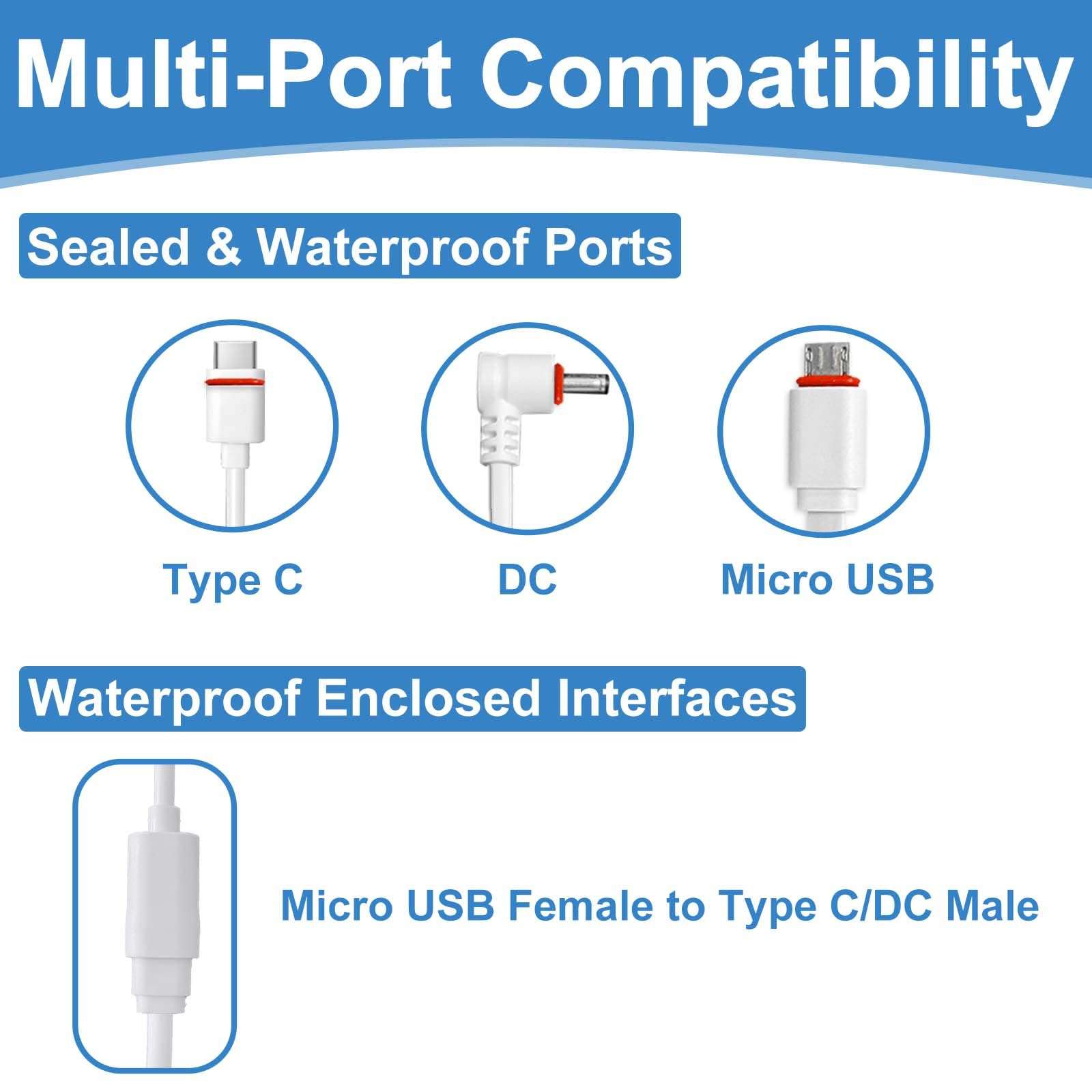 LFFW 26FT Power Cord with Adapter for Ring Spotlight Cam Plus/Pro (Battery), Ring Outdoor Cam Plus/Pro (Stick Up) Battery, Weatherproof Extension Charging Cable for Outdoor & Indoor Camera, 2 Pack 6