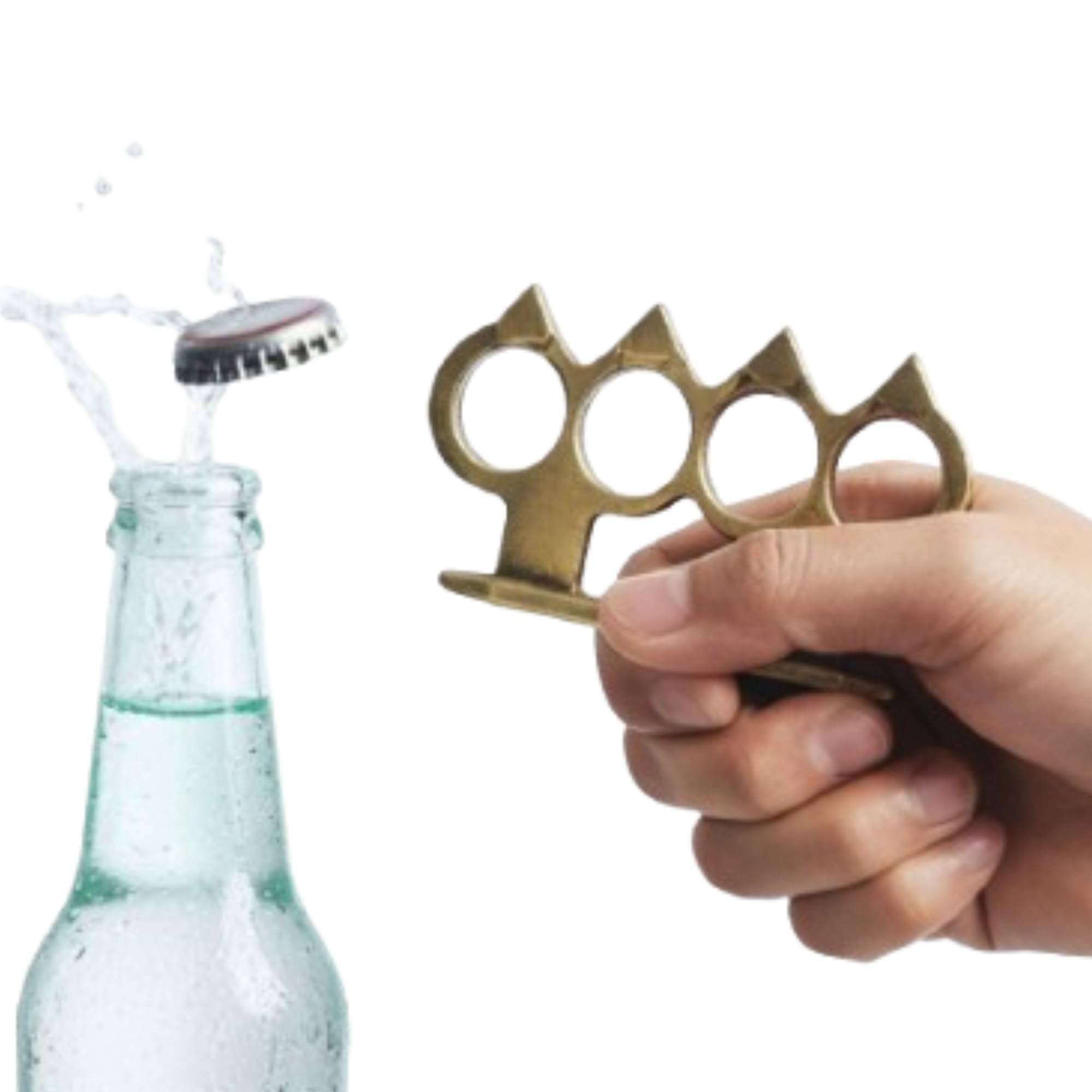 Premium Metal Knuckle Grip Bottle Opener | Heavy Duty Brass Finish Beer & Soft Drink Cap Opener | Strong Alloy Handheld Bar Tool | Durable Pocket Size Kitchen & Party Accessory 1