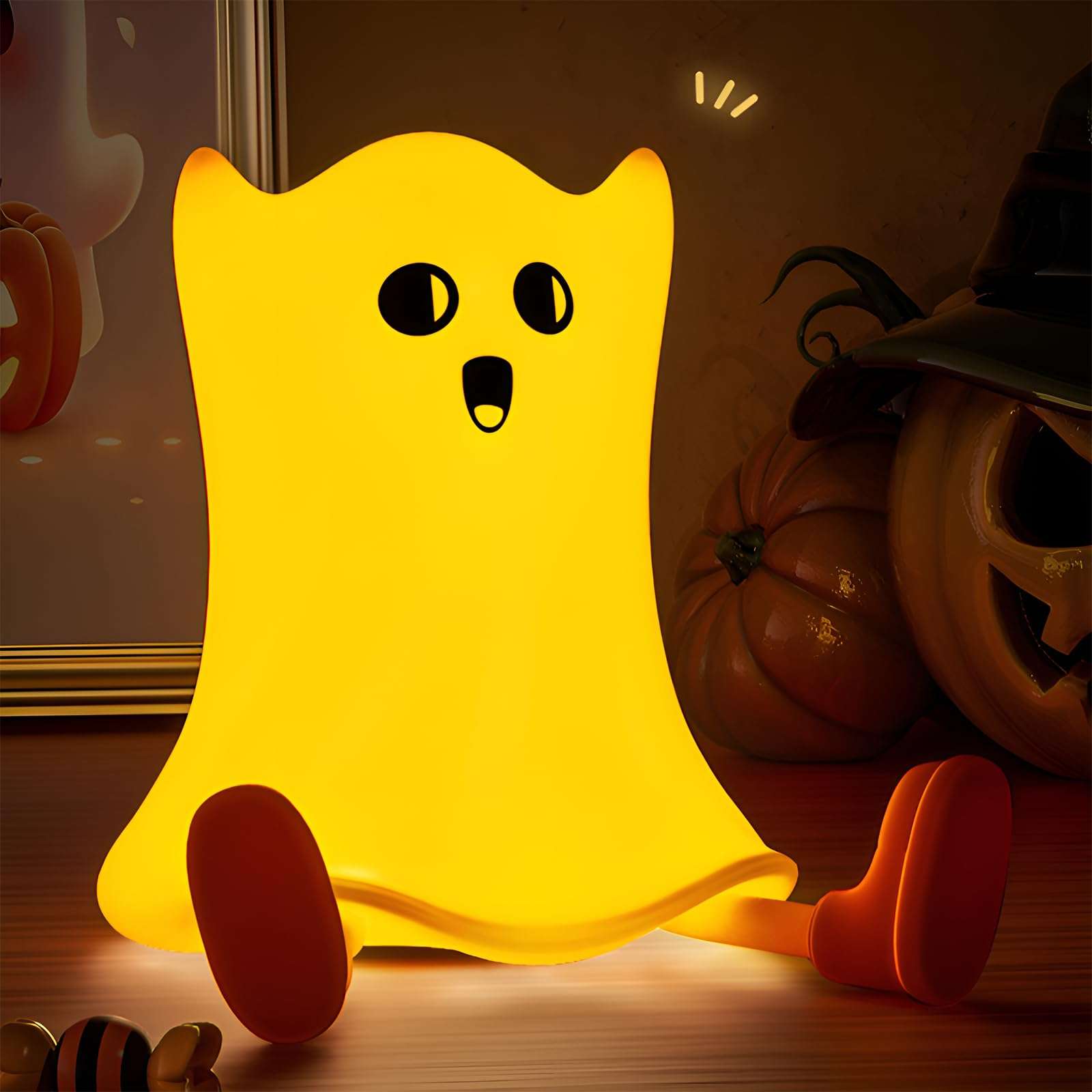 Halloween Ghost Night Light,Halloween Ghost LED Light for Woman and Kids,3 Level Dimmable Nursery Night Light,Rechargeable Baby Night Light Toddler Night Light for Bedroom,Funny Halloween Decorations