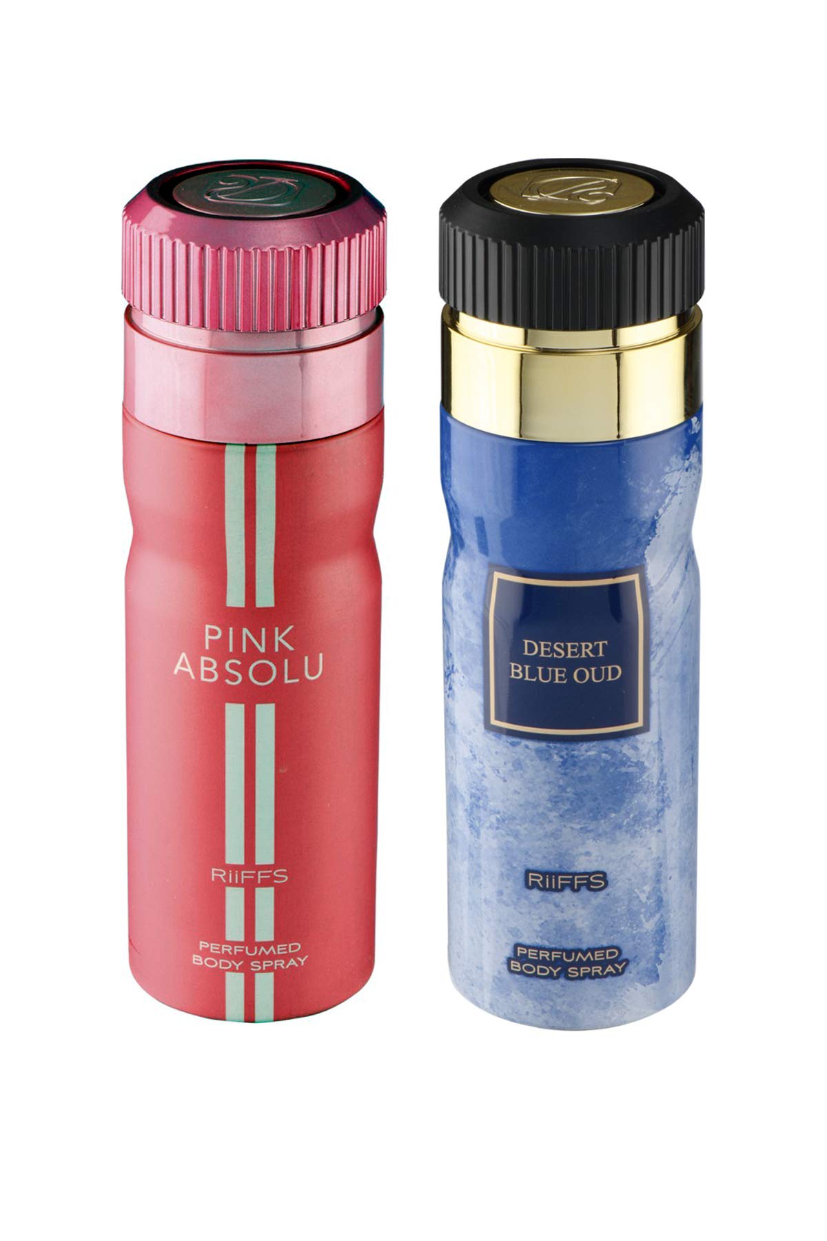 COMBO Riiffs PINK ABSOLU + DESERT BLUE OUD Perfume Deodorant spray 200ml Each (pack of 2)