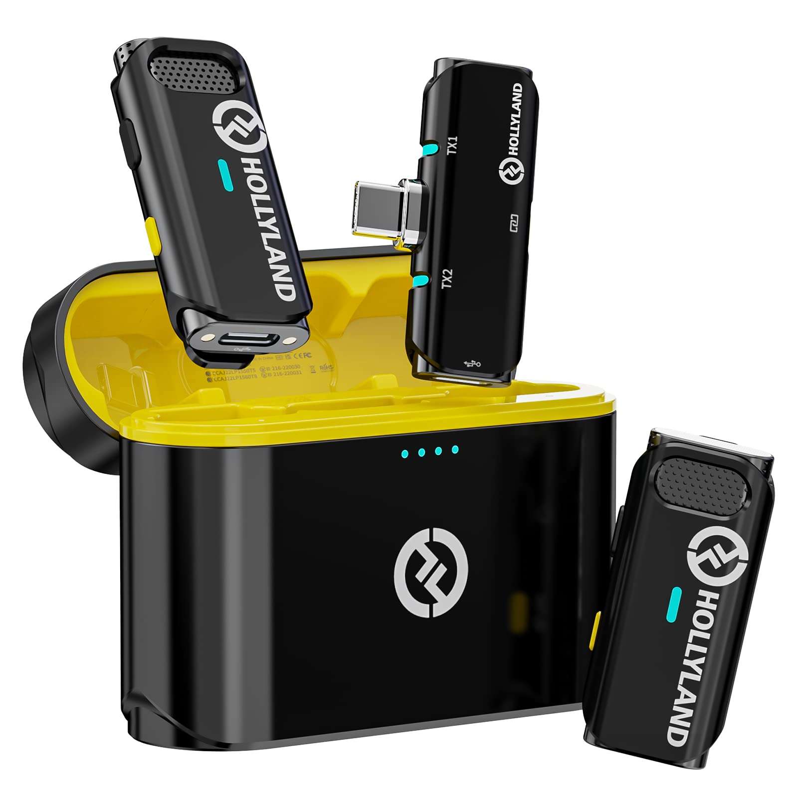 Hollyland Lark C1 Wireless Lavalier Microphone for Type C Android, Dual-Channel Lapel Mic with Noise Cancellation, 650FT 8H, Plug-Play Wireless Mic for Video Recording, Vlog(Android Black) 1