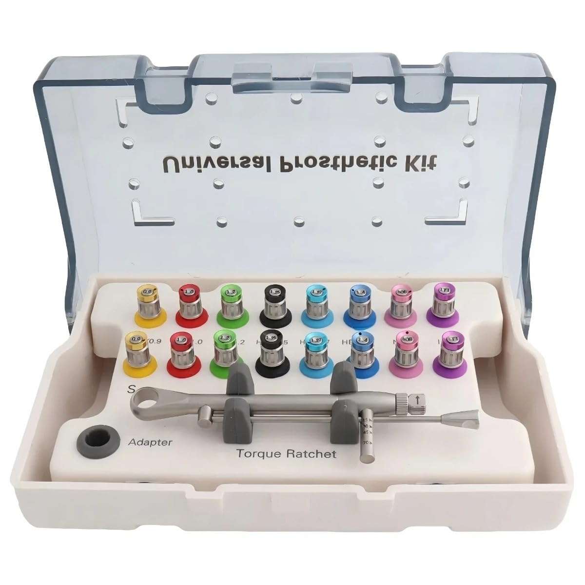 DENTAWKI Dental Implant Torque Wrench Set, 16 Pieces, Universal Prosthetic Kit with Ratchet Drivers, 10-70 Ncm, Autoclavable 1