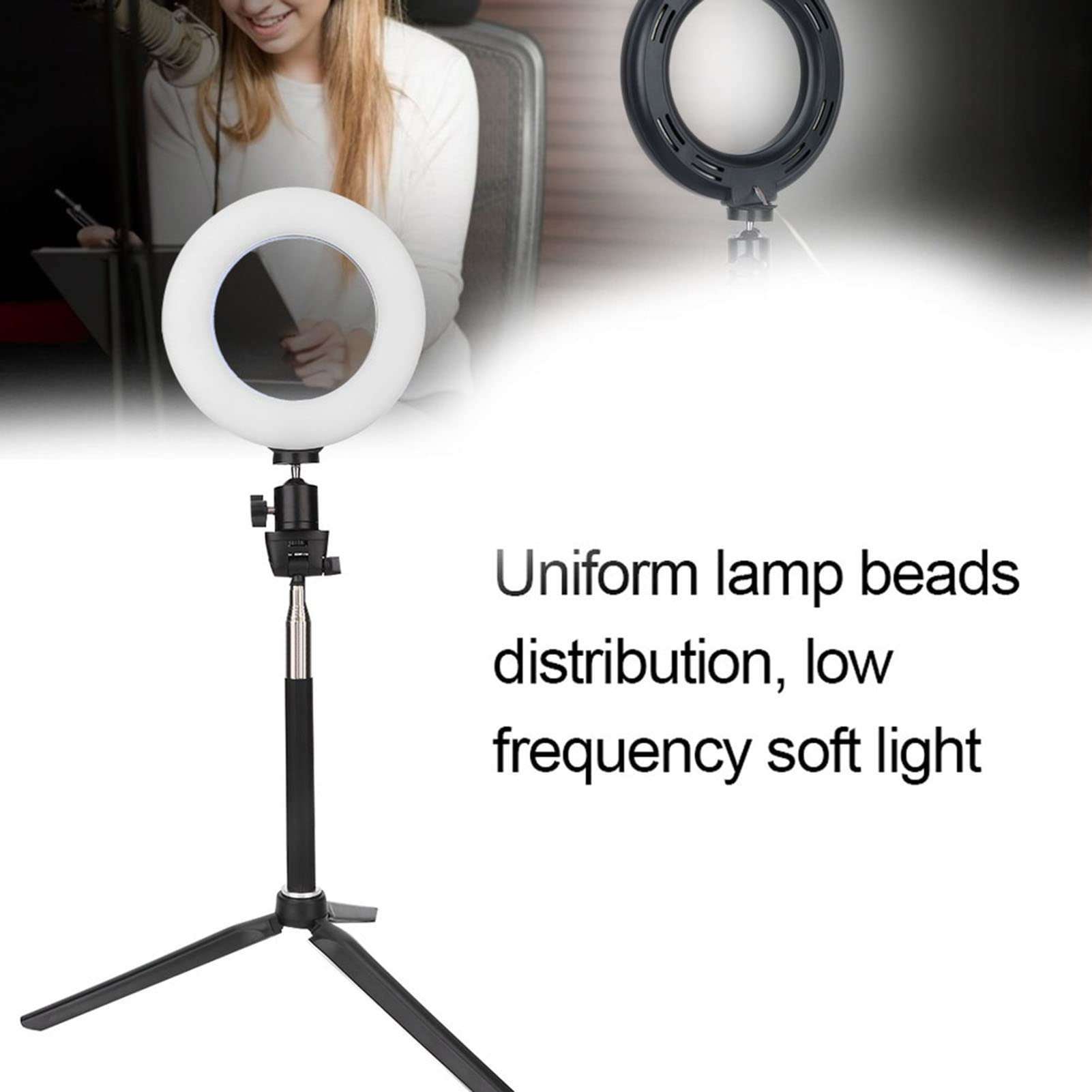 6 Inch LED Ring Light Dimmable Ring Light with Stand Adjustable Brightness Fill Light for Video Live Streaming Take Photo Makeup 6