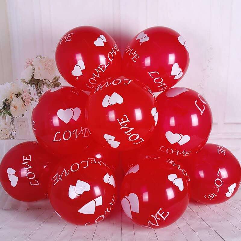 AMFIN® (Pack of 50) Love Balloons for Decoration/Valentine Balloons Decoration/Red Balloons for Decoration/Latex Balloons/Anniversary Love Balloon