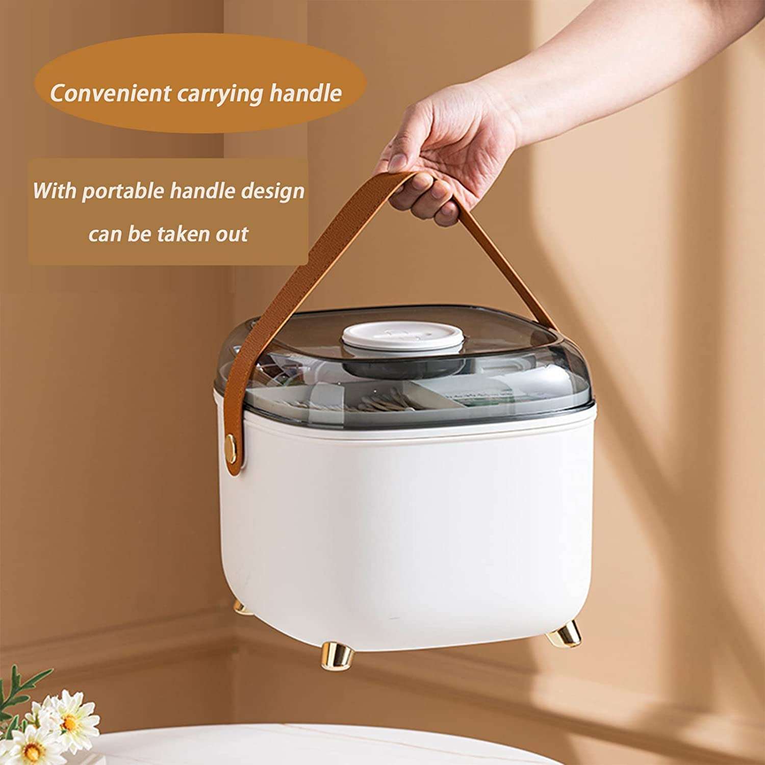 Rhyhorn Family Plastic Medicine Box, Household First-Aid Kit, First Aid Storage Box with Carry Leather Handle Medicine Box for Travel, Car, Home (GREY) 4