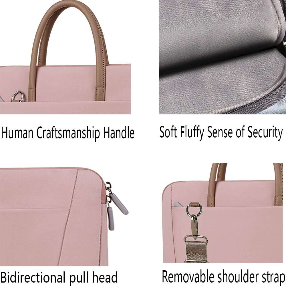 LosruGir Laptop Sleeve Bag 15-16.1 Inch, Waterproof Shockproof Laptop Bag with Shoulder Strap,Pocket,Handle Fits Hp,Acer,Dell,Asus,MacBook for Students Professionals and Travelers (Pink) 5