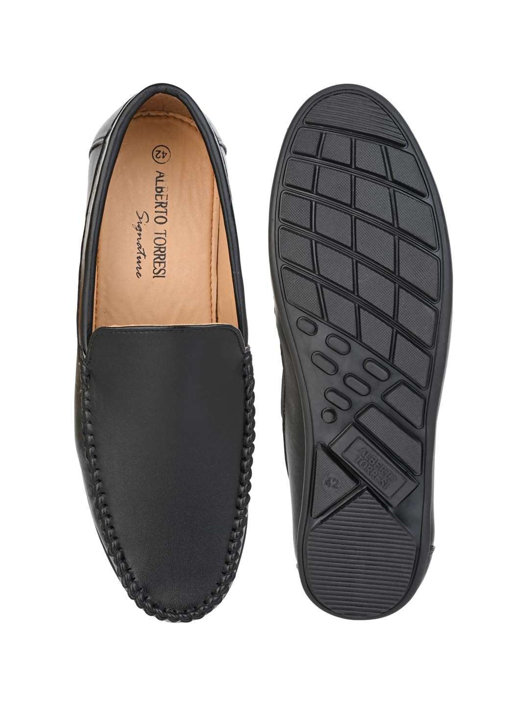 ALBERTO TORRESI Stylish Synthetic Loafers for Men - Comfortable for Casual Wear, Durable and Lightweight Shoe Black 6