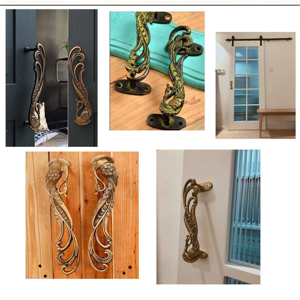 AWCPP Sliding Door Handle, Nordic Vintage Entrance Gate Closet Door Hardware Accessories Creative Door Handle,Bronze 6