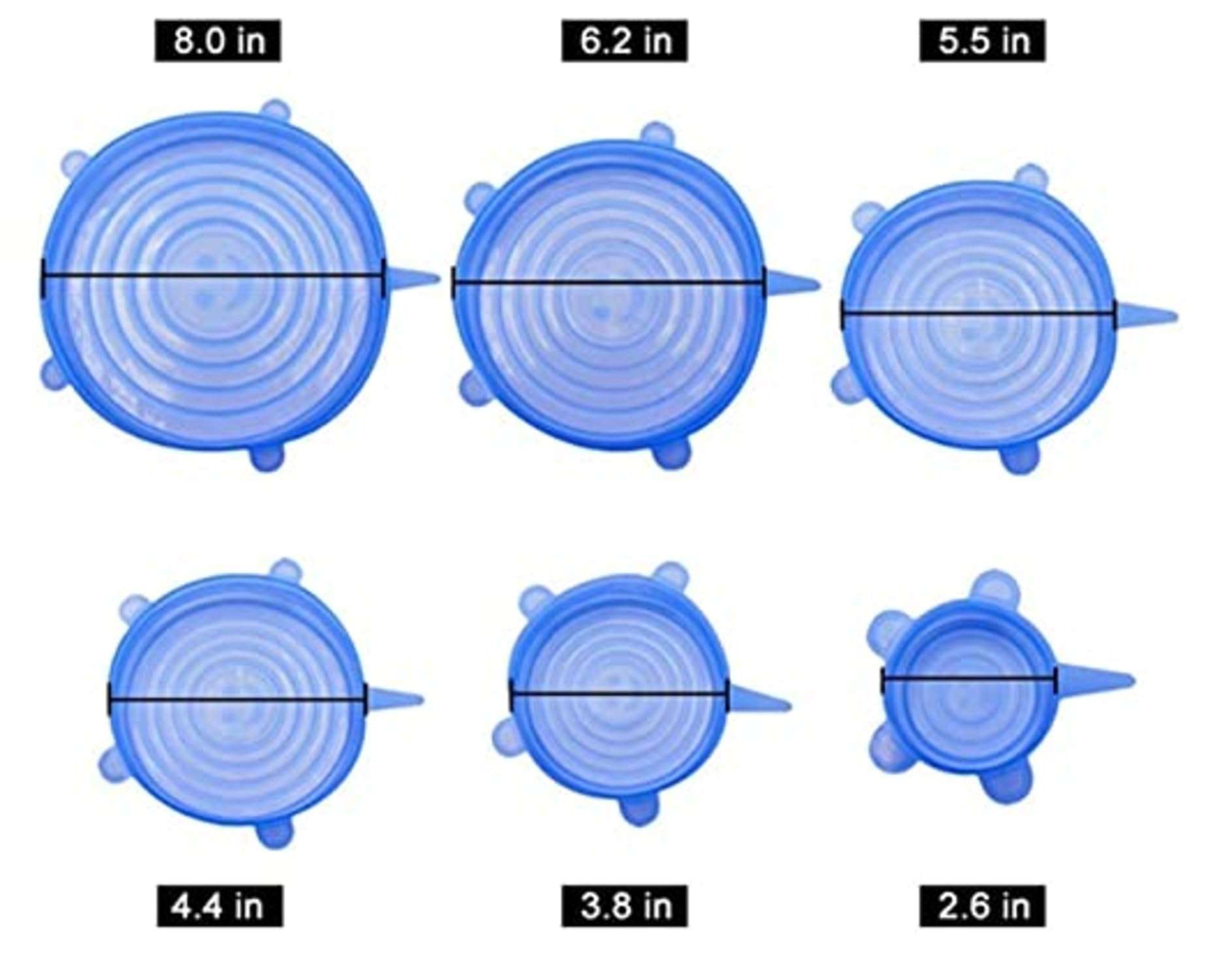 DEALBOOTH Silicon Reusable Cover Lid Seal for Utensils Stretchable Microwave safe Plastic Wrap, Alternative for Storage Pails and Containers, Set of 6 Different Sizes, to Keep Food Fresh 3