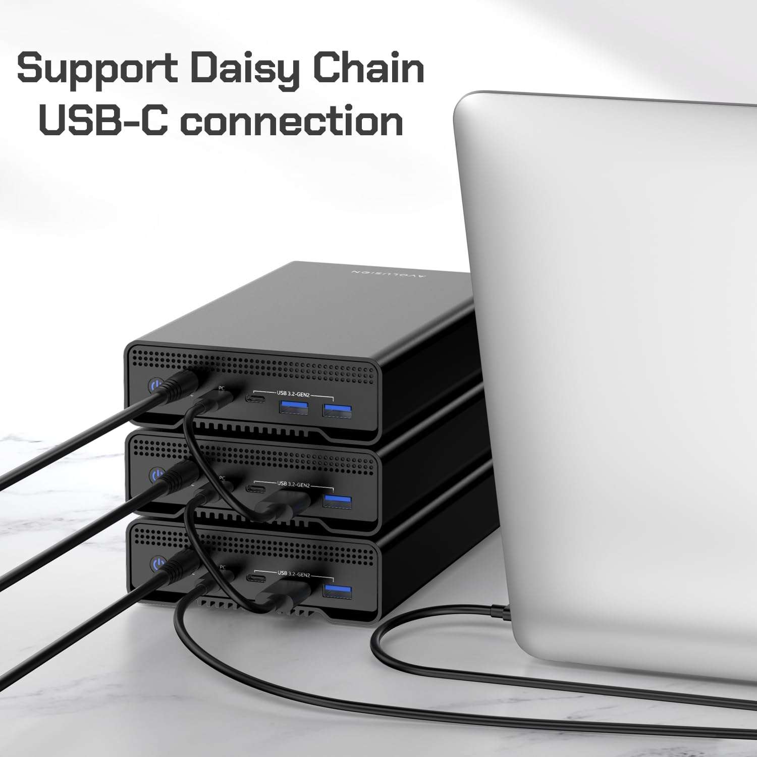 Avolusion PRO-G1 Series USB 3.2 Gen 2 (10Gbps) USB-C External Hard Drive with USB Hub for Windows or MacOS Desktop PC / Laptop (Black) (20TB) 5