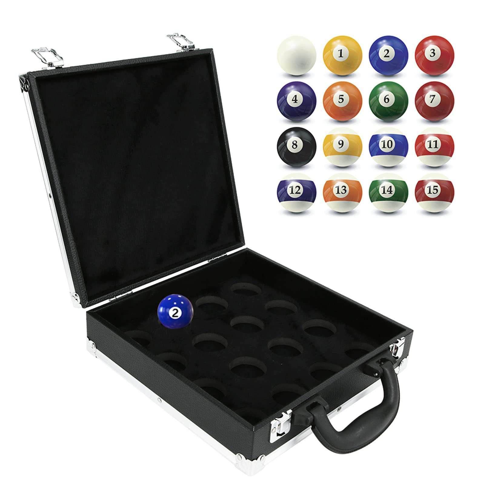 Natudeco Billiard Balls Storage Box Snooker Ball Storage Container Carrying Travel Case Pool Ball Case Billiards Case with Handle 16 Billiard Balls for Professional Casual Player