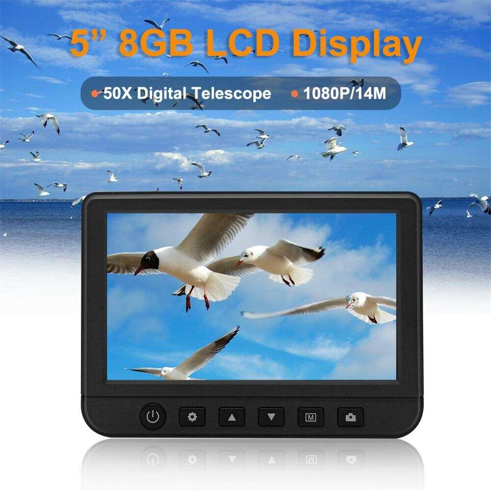 CUTPOIY 5.0 Inch LCD Digital Monoculars Binoculars Camera 50x 1080P Video Photo Recorder Telescope for Watching 8GB TF Card 5
