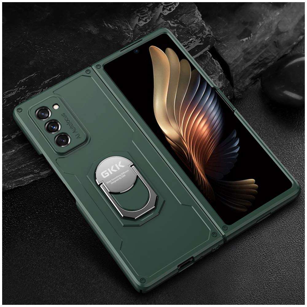 DOOTOO for Samsung Galaxy Z Fold 2 5G Case Luxury Hard PC Shockproof Armor with Ring Holder Full Protection Cover for Samsung Galaxy Z Fold 2 5G, Green 1