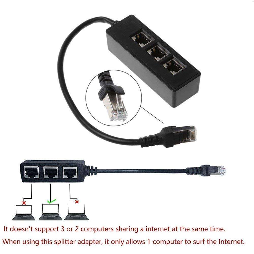 RJ45 Network Ethernet Splitter Adapter Cable,burkemany RJ45 Y Splitter Adapter 1 to 3 Port Ethernet Switch Adapter Cable for Cat 5/5e/6/7 LAN Ethernet Socket Connector Adapter 6