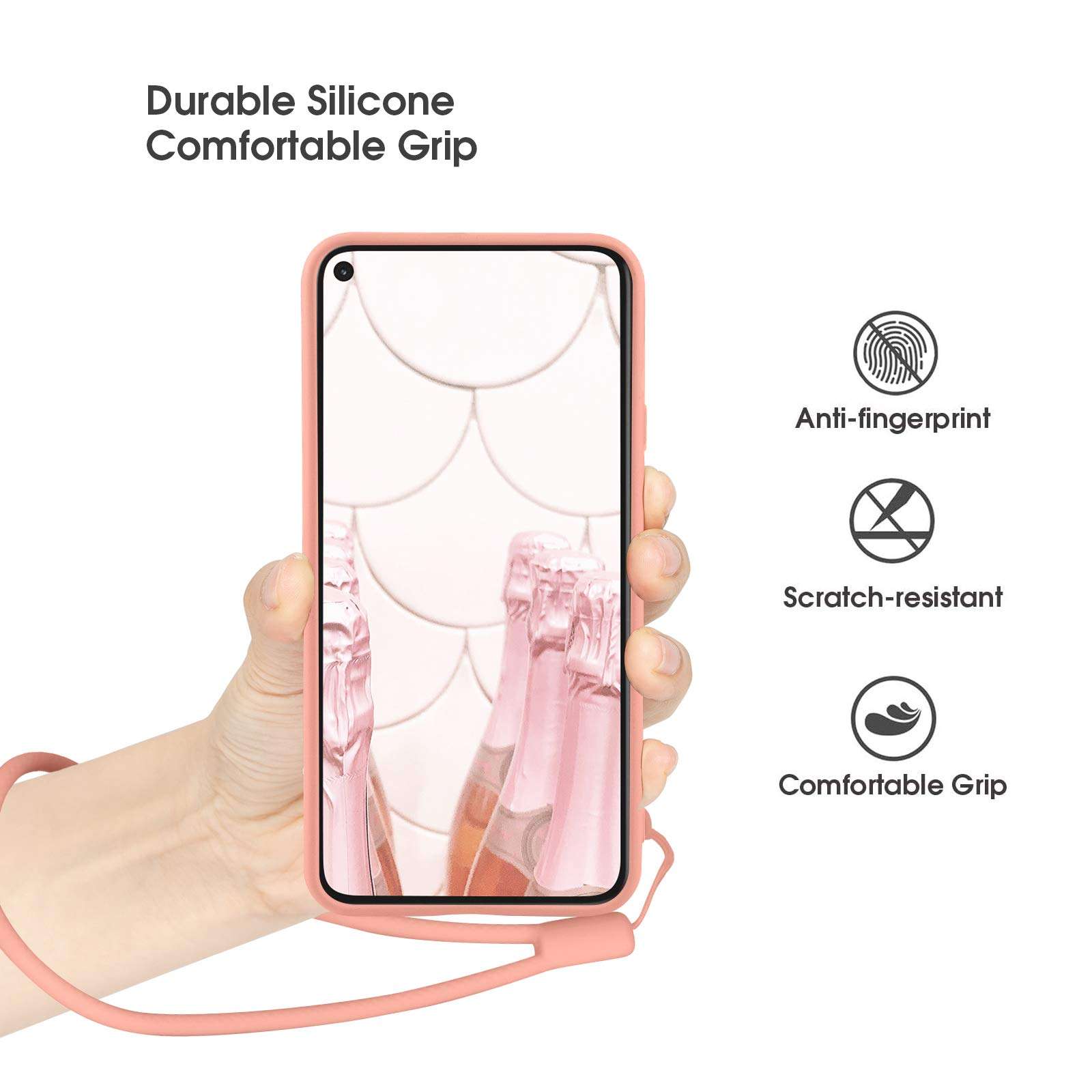 ABITKU Compatible with Google Pixel 4A 5G Case,Slim Silicone Gel Rubber Case Cover (with Microfiber Lining) Full Body Shockproof Design for Google Pixel 4A 5G 6.2 INCH (Pink) 5