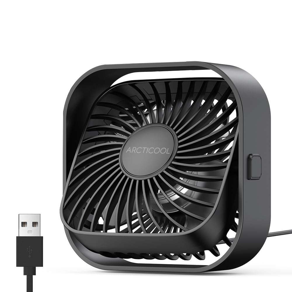 ARCTICOOL Small Table Fan, Mini USB Desk Fan, Strong Airflow & Quiet, USB Powered, 3 Speeds Wind Small USB Fan for Desk, 360° Rotatable for Home Office Table Desktop (4 Inch) 1
