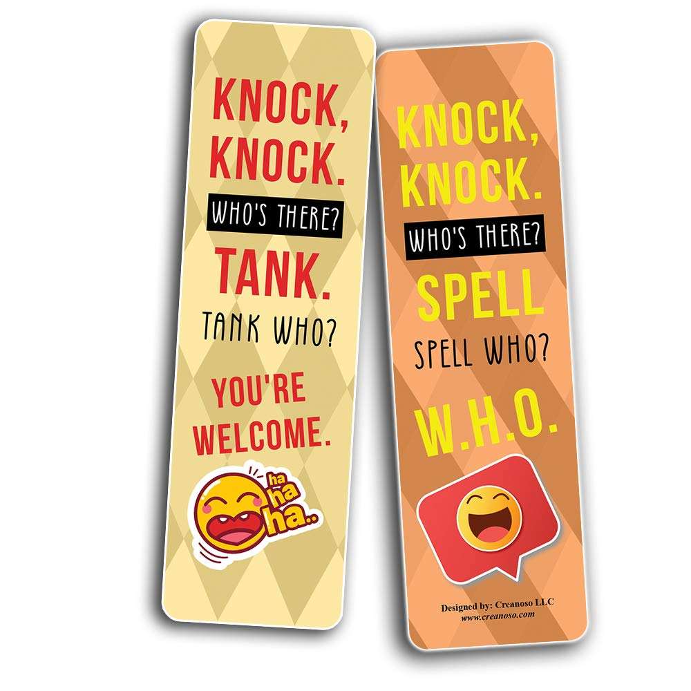 Knock Knock Jokes Bookmarks (60 Pack) - Great Party Favors Card Lot Set – Epic Collection Set Book Page Clippers – Cool Gifts for Children, Boys, Girls 4
