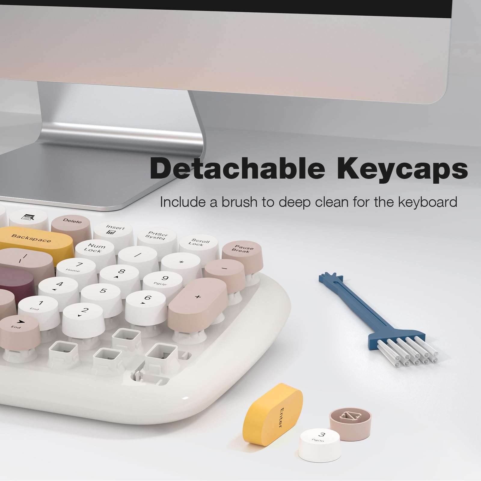 MOFII Wireless Keyboard and Mouse, Typewriter Full Size Keyboard with Number Pad and 2 in 1 USB Connected Mouse for Mac, Windows 7/8/10, Laptop, Desktop, PC, Computer (Off-White) 6