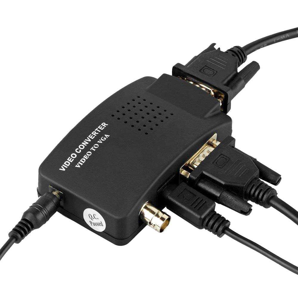Usee BNC S-Video VGA to VGA Converter CCTV Camera PC to TV VGA Input to VGA Output Laptop Computer Monitor Converter Adapter for DVR DVD Player Support PAL NTS 4