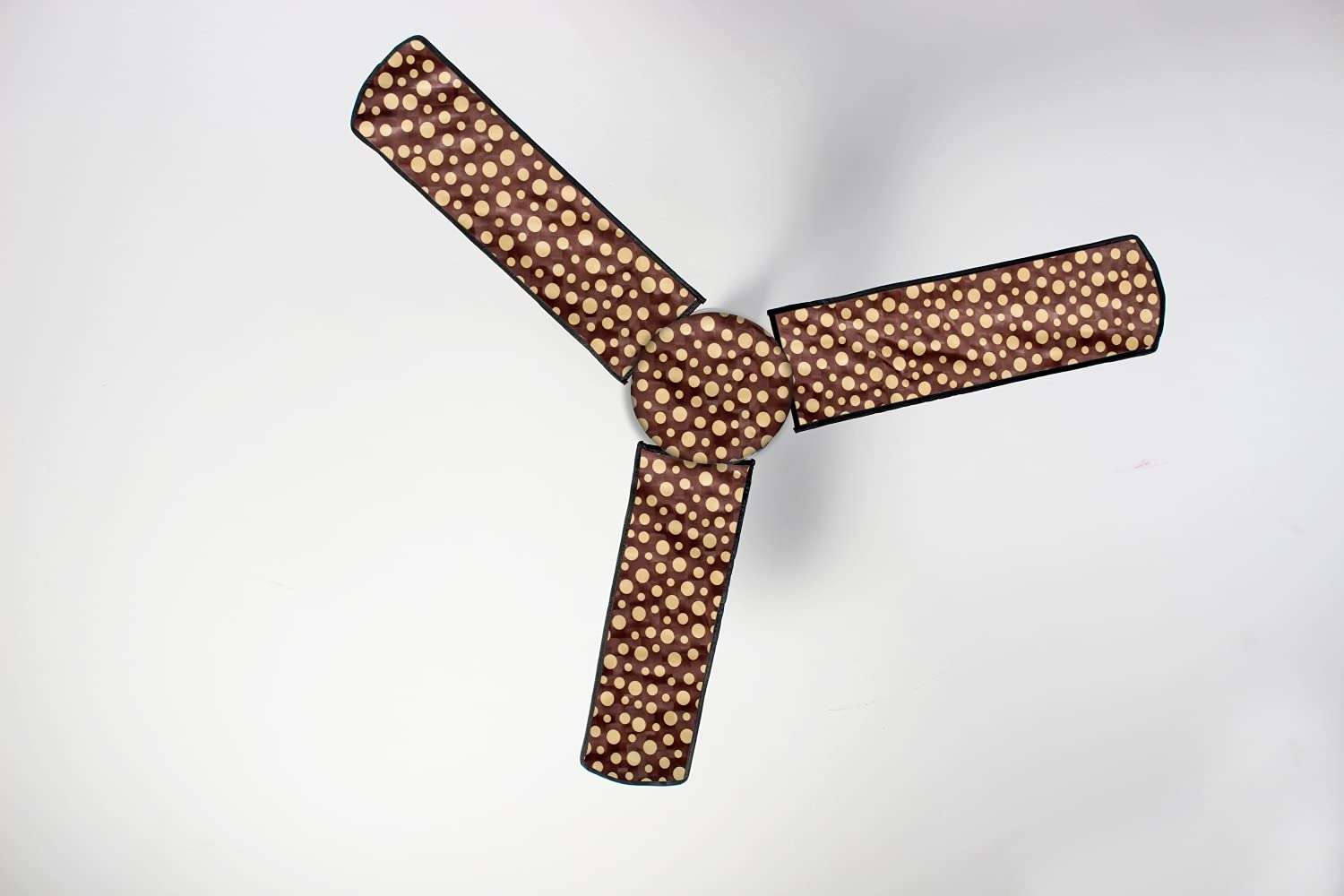 The Furnishing Tree Waterproof & Dustproof Three Blade Ceiling Fan Cover with Attachable End Enclosure Set of 1 Fan Cover Polka dot Brown 1