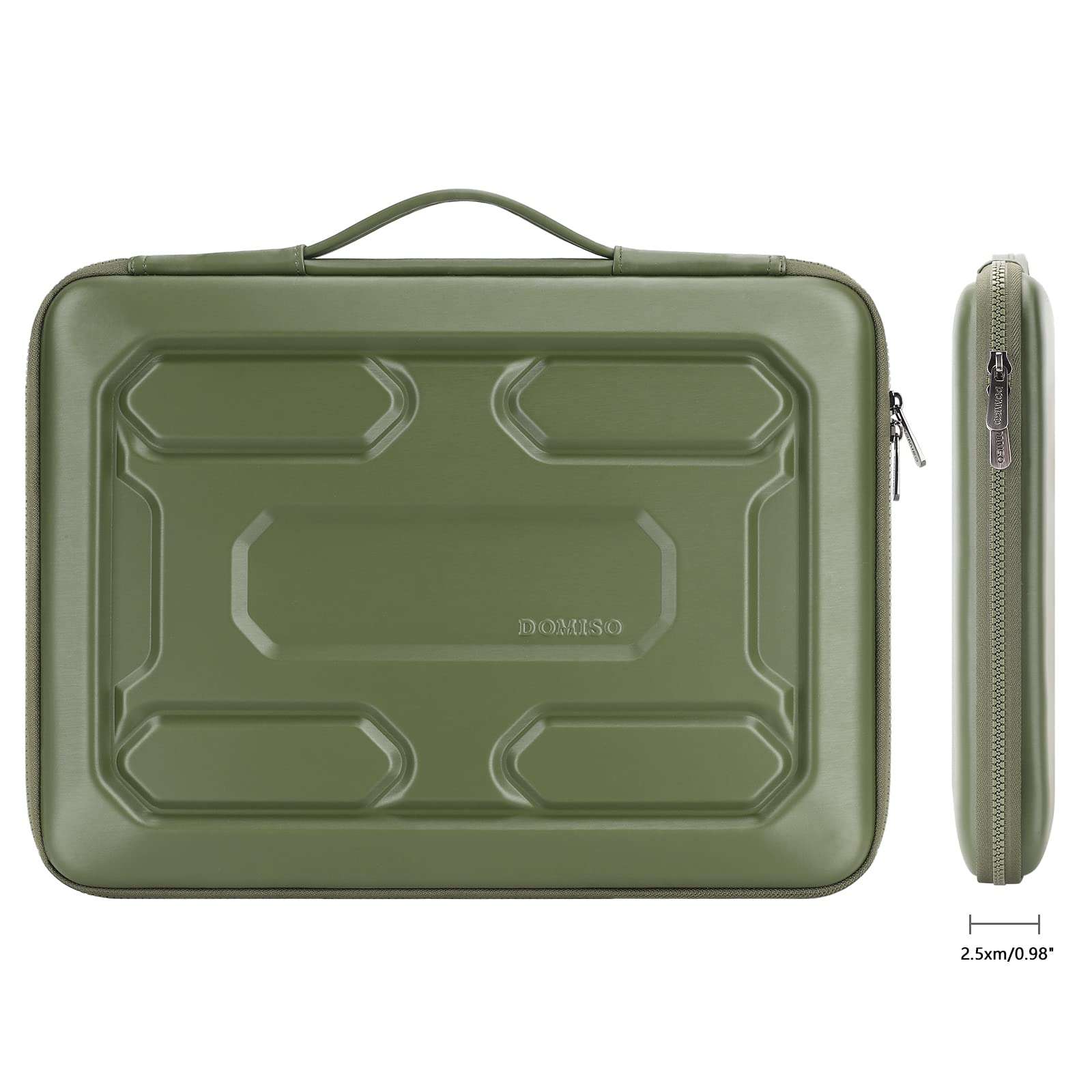 DOMISO 14 inch Laptop Sleeve with Handle Shockproof Computer Bag Waterproof EVA Protective Carrying Case for 14" ThinkPad E480/Yoga 920/13.5" Microsoft Surface Book/HP Pavilion 14 Stream 14, Green 4