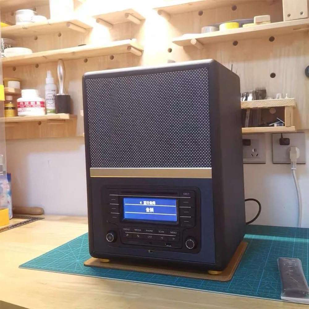 Flushbay Speaker Grill Cloth Speaker Fabric Protective Dustproof Mesh Cloth Stereo Fabric Replacement for Home Stage Speakers, Media Cabinet, KTV Box (Black-Grey) 3