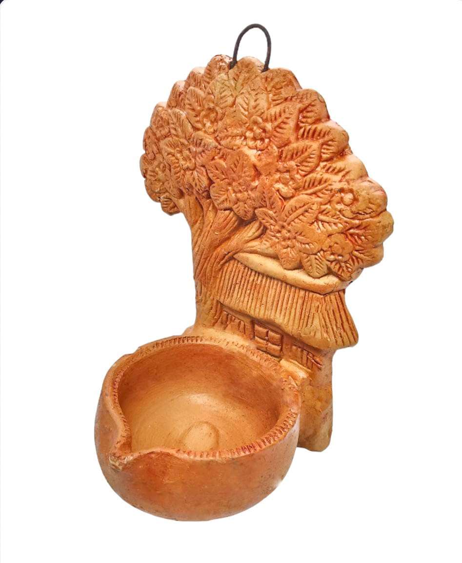 Home Tree Clay Lamp Hanging Diya - Handmade Craft - Terracotta Lamp Idols (9x14cm) 5
