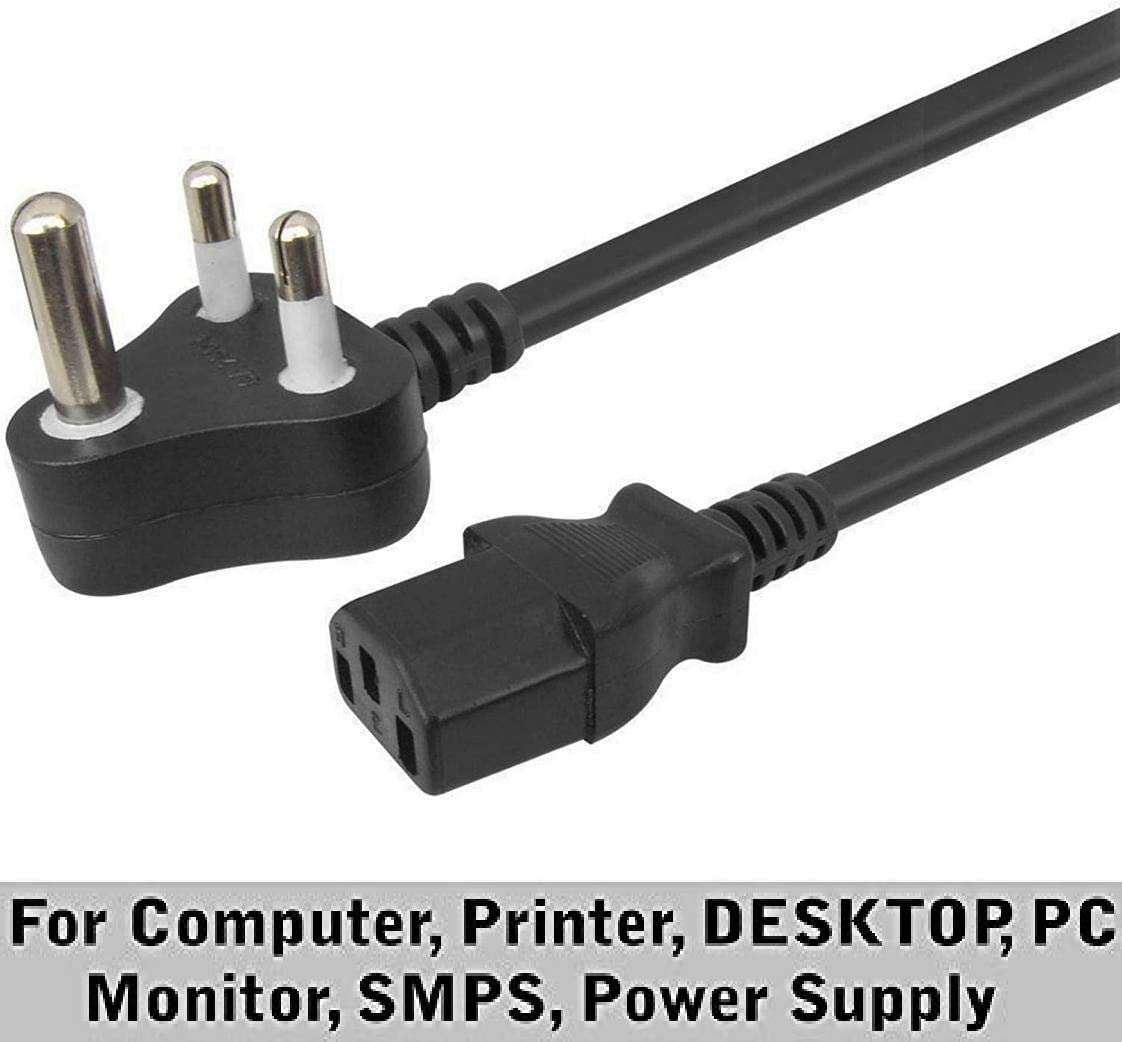 SVDK Black Computer Power Cable Cord for Desktops PC and Printers/Monitor SMPS Power Cable IEC Mains Power Cable (1.5 Meter) 3