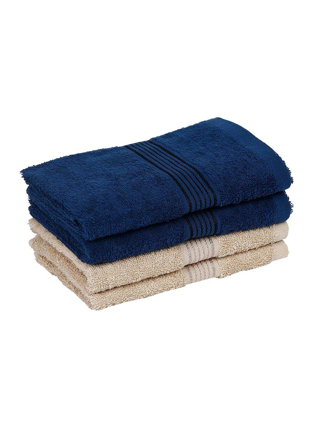 KOPA Quick Dry 100% Cotton Soft Terry Towel -4pc Hand Towel (d'ross) - Super Absorbent, Lightweight, Odour Free - for Men, Women, Kids Solid-Multi 4