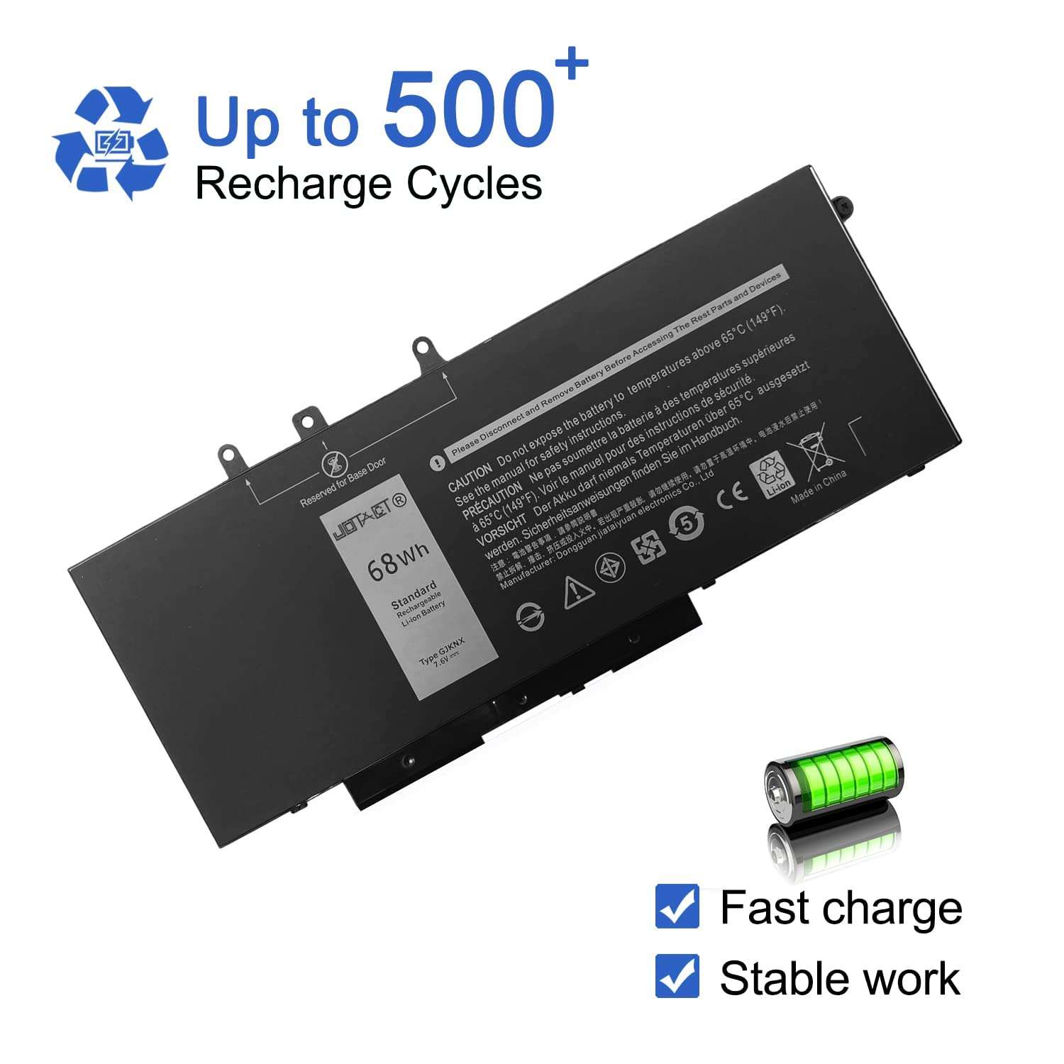 JOTACT GJKNX Laptop Battery Compatible with Dell Latitude 5480 5580 5280 5590 5490 E5480 E5580 E5490 E5590 Precision 15 3520 3530 Series GD1JP 0GD1JP DY9NT 0DY9NT 5YHR4 451-BBZG （7.6V 68Wh/8500mAh） 6