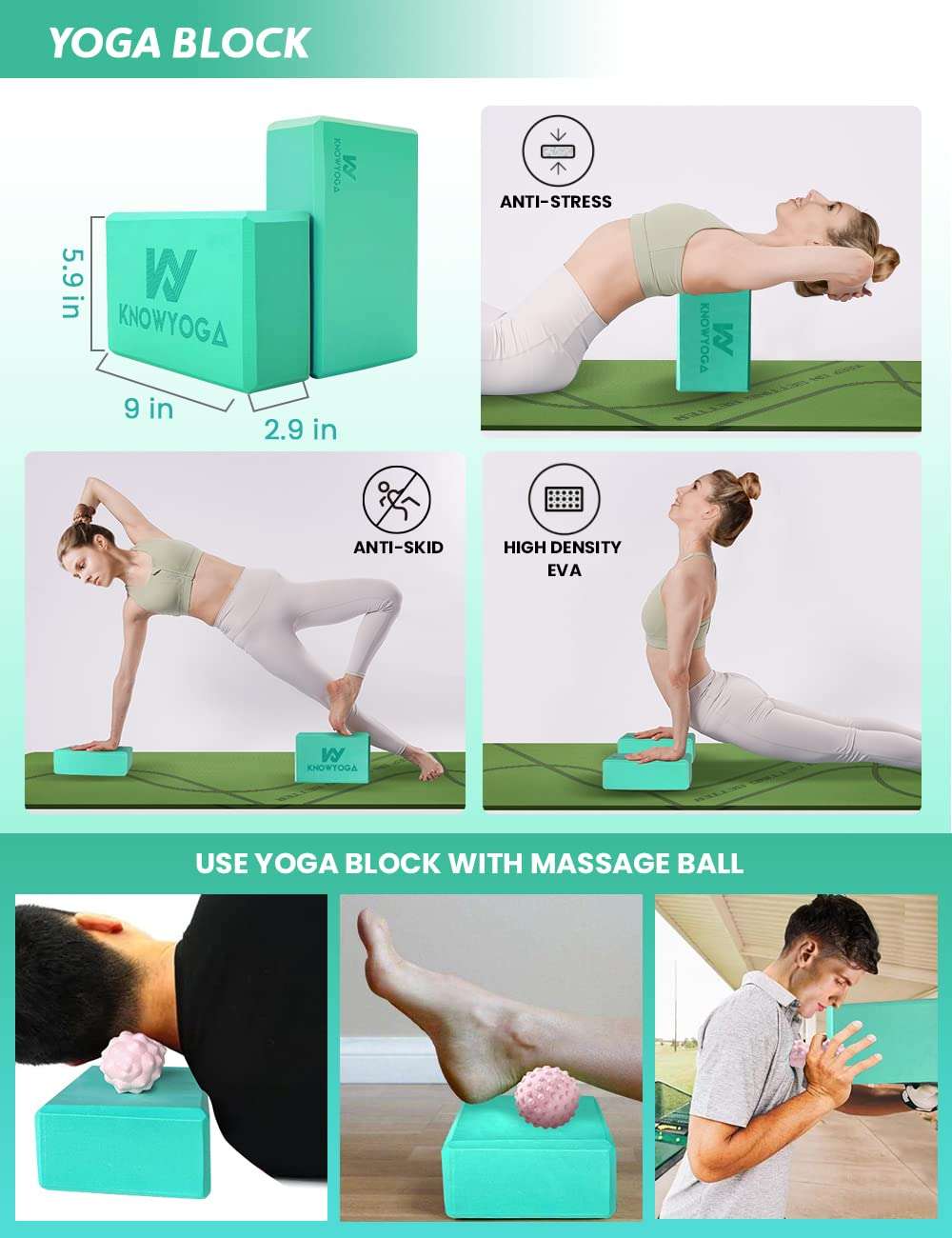 Yoga Starter Kit 12 in 1 - Set Include Mat, Foam Roller, 4 Resistance Bands, Blocks 2 Pack with Strap, 2 Peanut Massage Balls, Yoga kit and Sets for Beginners 5