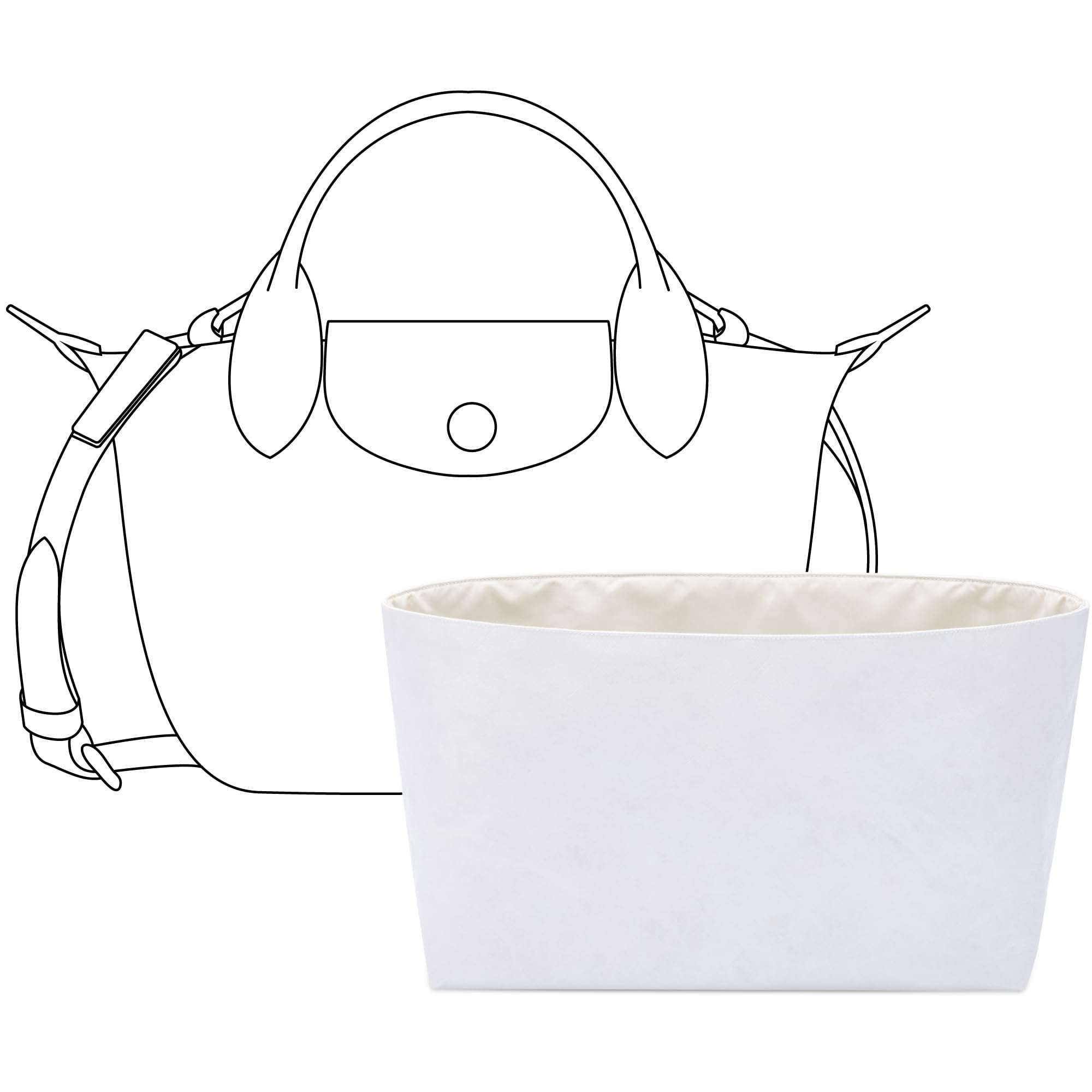 FANJI Project Tote Bag Organizer Insert for Long Champ Le panier pliage mini handbag, Custom Fit Inside Premium Craie Lightweight WaterResistant Purse Insert 1