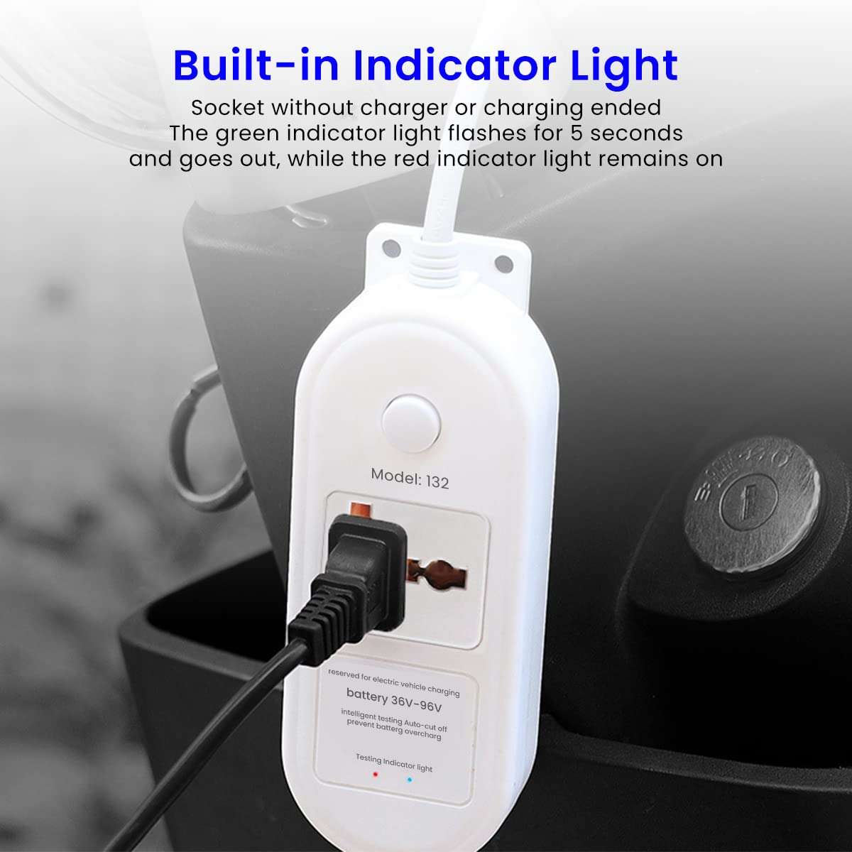 ZIBUYU® Extension Board for 36V-96V Battery with 4.8m Cable, Auto Stop Charging, Extension Cord Smart Socket Plug Socket Plug Socket for Scooter, Electric 3-Wheel Vehicles, Lead-Acid Battery 5