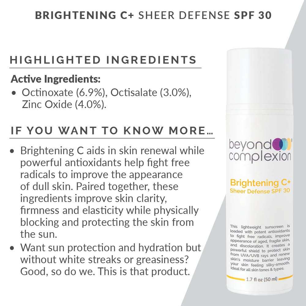 Beyond Complexion Brightening C+ Sheer Defense SPF 30 - Oil-Free, Fast-Absorbing SPF Makeup that Reduces Redness and Evens Skin Tone 3