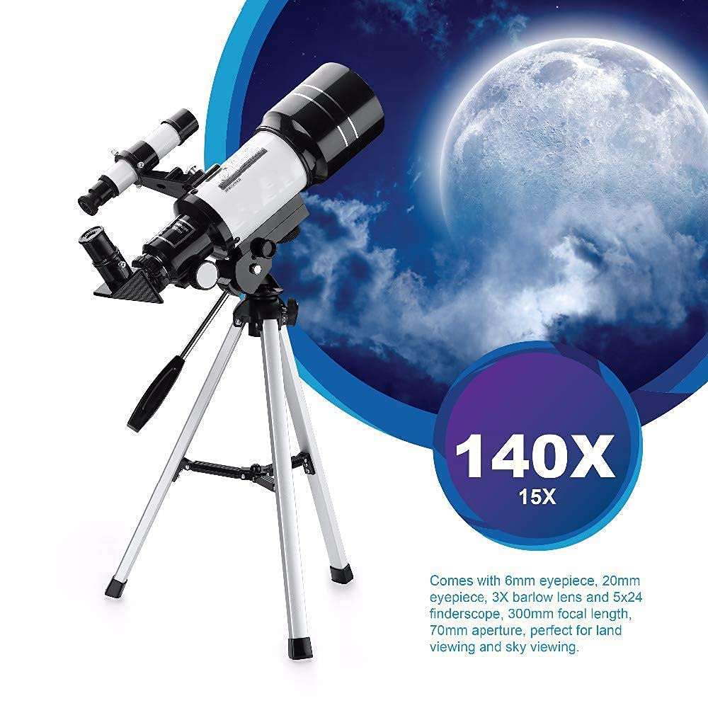 HAGNZHE Telescope, Astronomical Refractor Telescope with Smartphone Mount and an Tripod 15-140X Reflector Telescope Ideal Telescope for Beginners to Observe Moon Planet 4