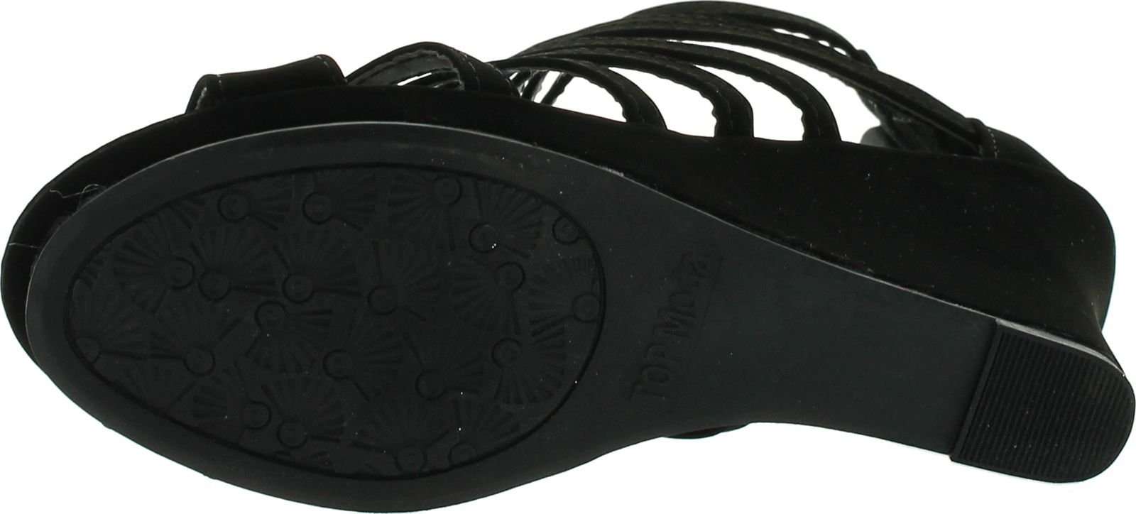 TOP Moda Womens Gladiator Inspired Bird Cage Strappy Wedge Sandals Black 6.5 4