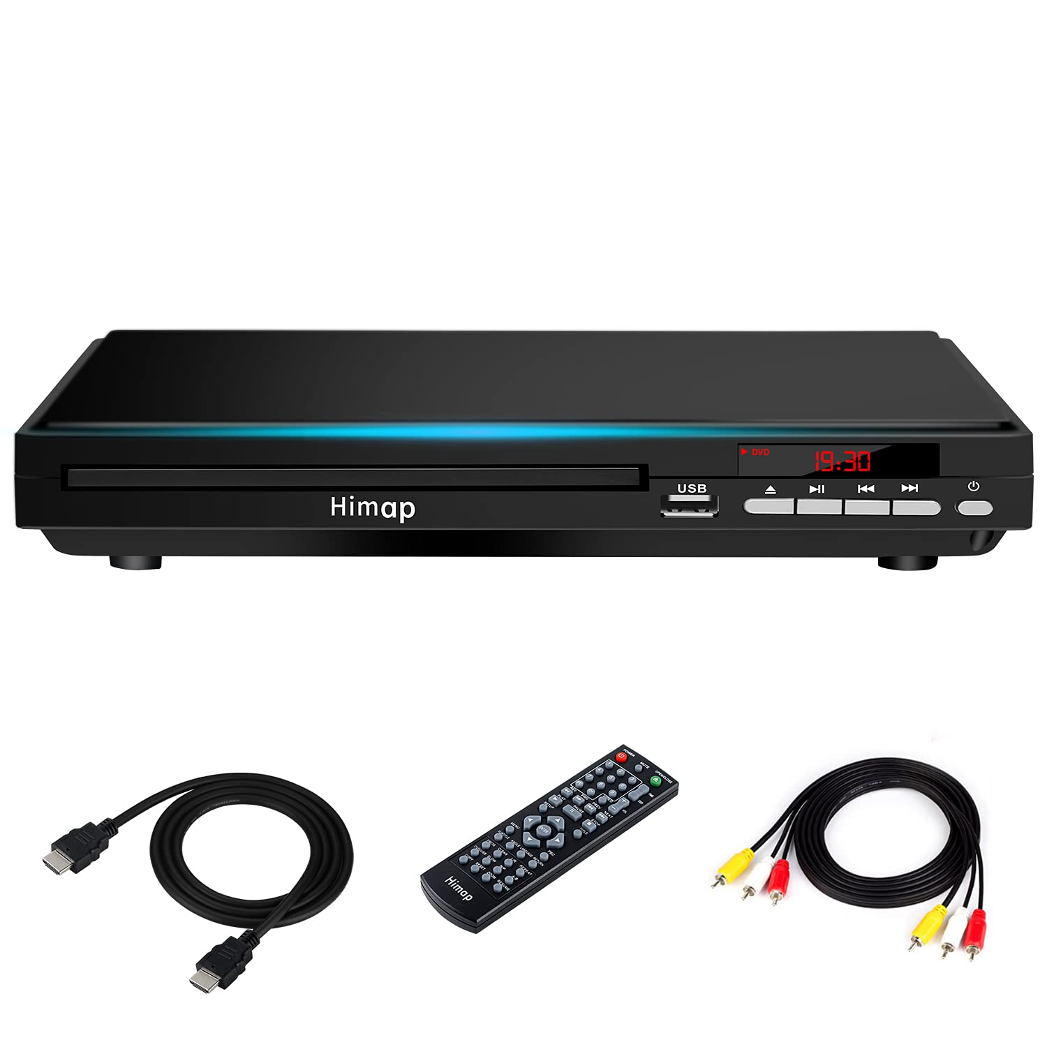 DVD Player, DVD Players for TV Region Free DVD Disc Players DVD CD with HDMI AV Output USB Input Remote Control AV Cable, for Home Study (Silver/Black)
