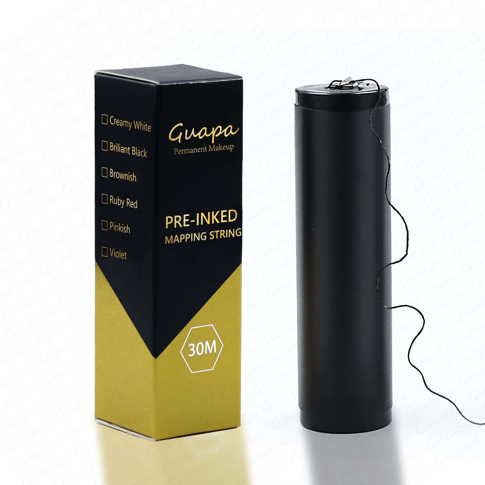 Multiple Colors 100 Feet Microblading Cottony Thread Pre-Inked Eyebrow Mapping String for Henna Tinting and Permanent Makeup with Allergen-Free in 30 Meters per Box (1PC-Brilliant Black) 1