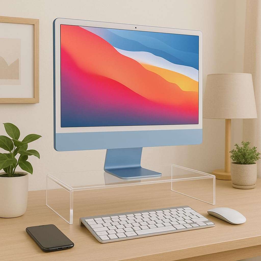 Azar 515360 Acrylic Monitor Stand Riser – Made in USA Laptop stand and Monitor Riser Acrylic Monitor Stand Riser Clear Laptop Stand for Desk Ergonomic Display Riser, Clear (21-Inch) 6