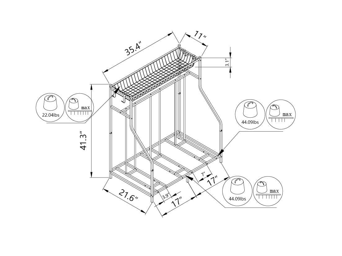 JOIN IRON Bike Rack with Storage Rack, Floor Rack for 3 Bikes, Bike Rack for Road, Mountain, Adult or Kids Bikes, Sports Equipment Storage Rack, Black 4
