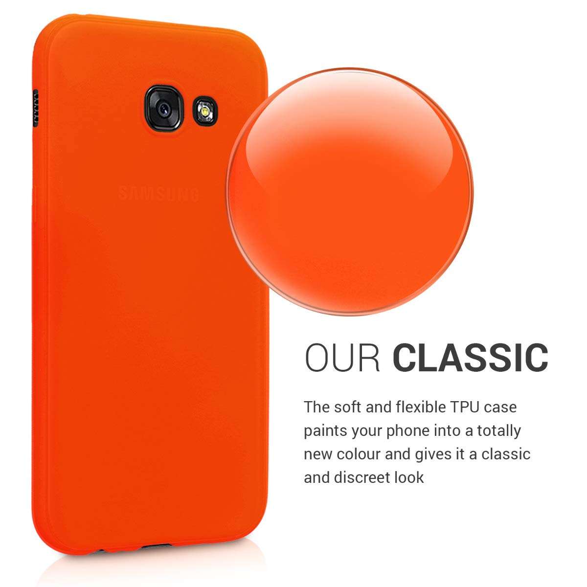 kwmobile TPU Case Compatible with Samsung Galaxy A5 (2017) - Case Soft Thin Slim Smooth Flexible Protective Phone Cover - Neon Orange 3