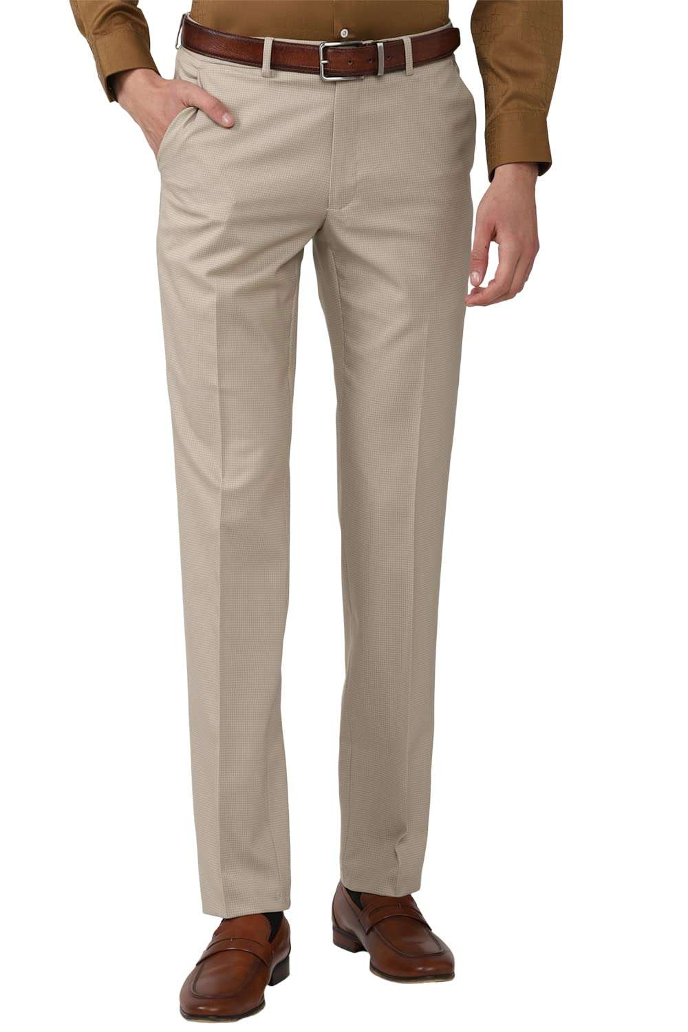 Van Heusen Men's Slim Formal Trousers (VHTFFSLB304261_Nude_36) 1