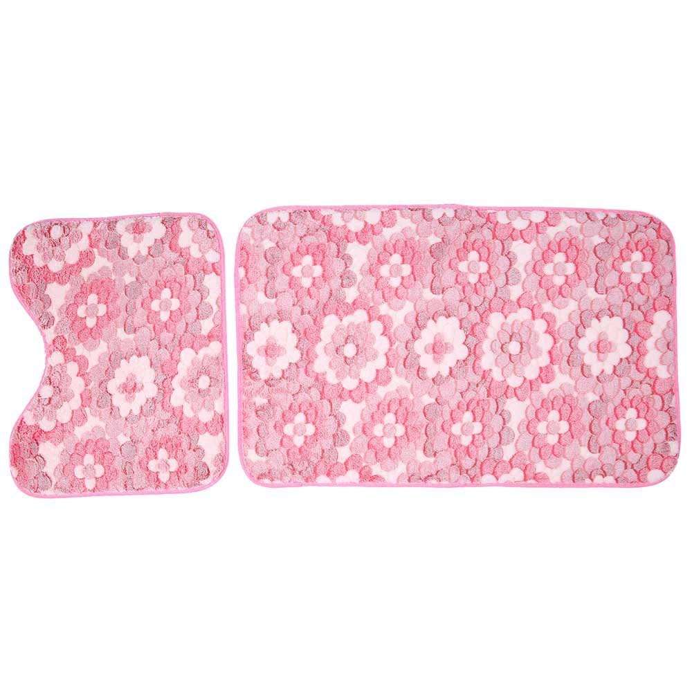WorldCare® Pink : Super Soft Thick Brighten Color 2Pc S Bathroom Memory Foam Rug Mats For Kitchen Bedrom Bathroom 4