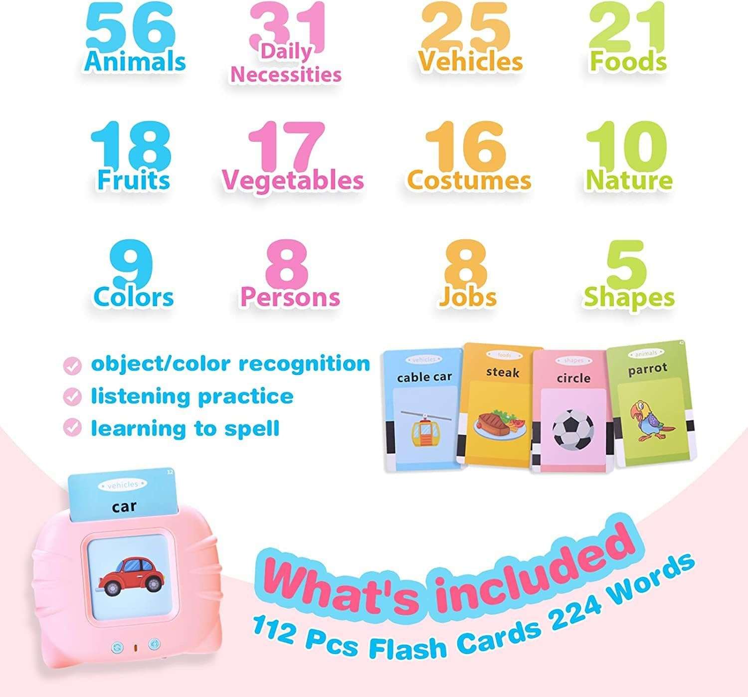 Royaldeals Toys Talking English Words Flash Cards for Kids Early Educational Learning Device Toy 4
