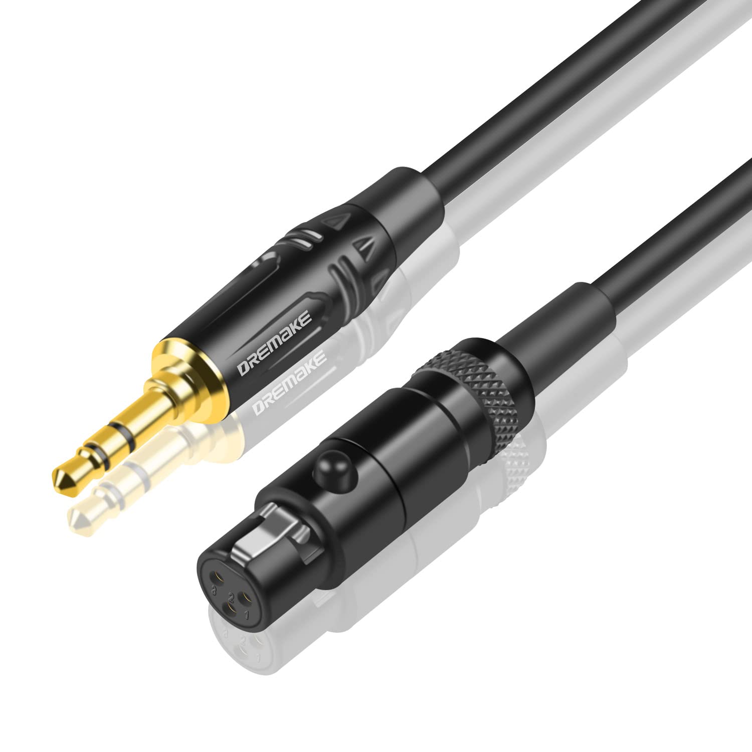 DREMAKE Jack 3.5mm to Mini XLR Adapter Cable 5FT, 3.5mm 1/8'' to 3-Pin Mini XLR Cable, TRS 1/8 Inch Aux Stereo Male to Mini XLR Female Converter Audio Cable for Camera Mini-XLR Female to 3.5mm Male 1