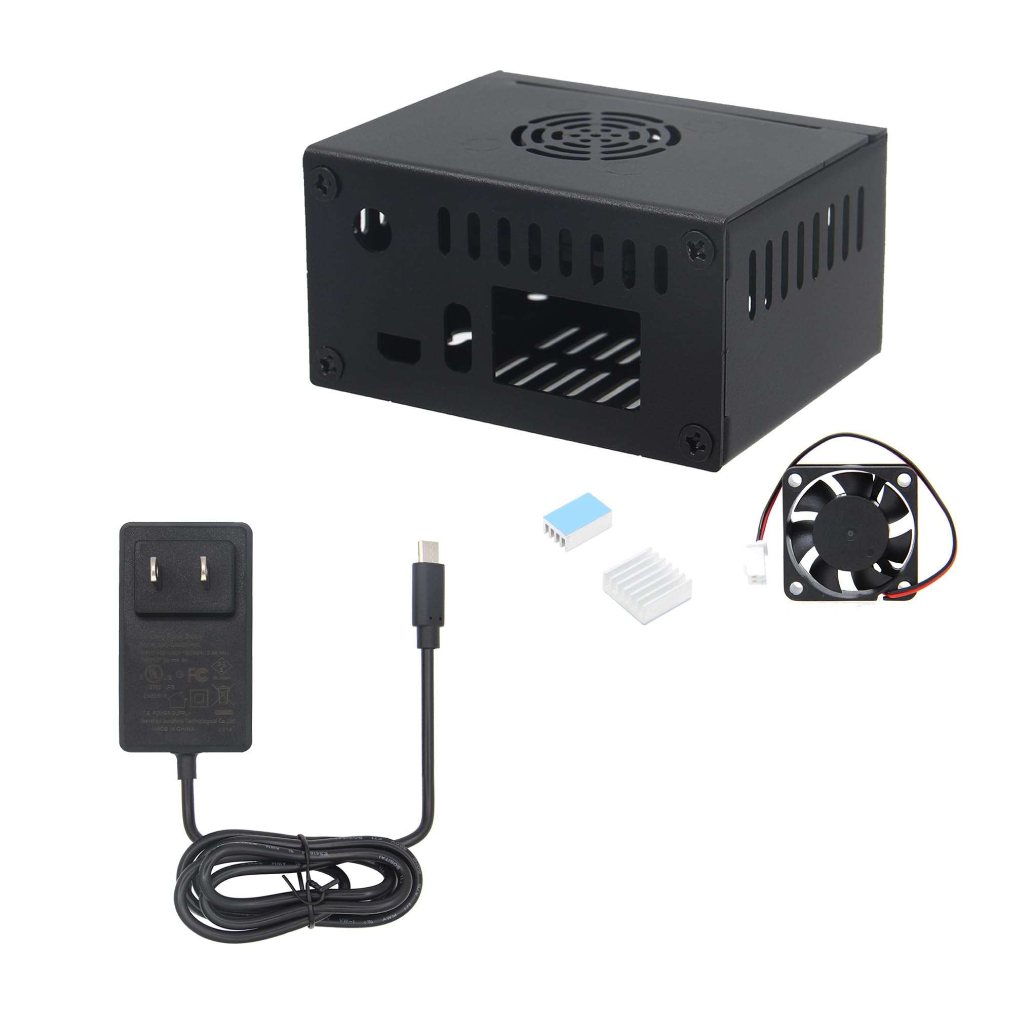 eleUniverse N502 Metal Case with Cooling Fan and Heatsinks + 20W 5V 4A Power Supply for Orange Pi Zero 3 1