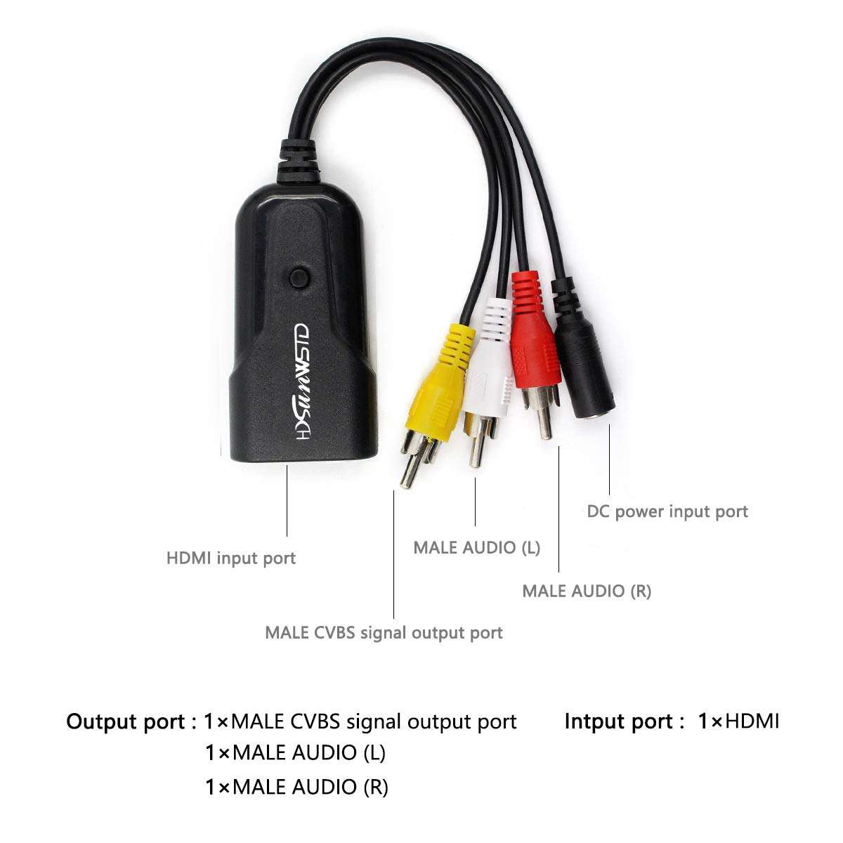 HDMI to AV Adapter Mini HD Video Converter Box HDMI to RCA AV/CVSB L/R Video 1080P HDMI2AV Support NTSC PAL Output 4