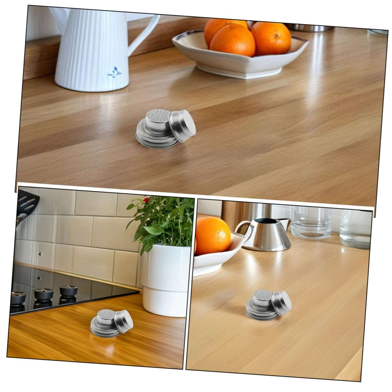 Veemoon 2Pcs Stainless Steel Mason Jar Shaker Lids for Salt Dispenser Regular Mouth Canning Jar Caps for Cocktails and Seasoning 4